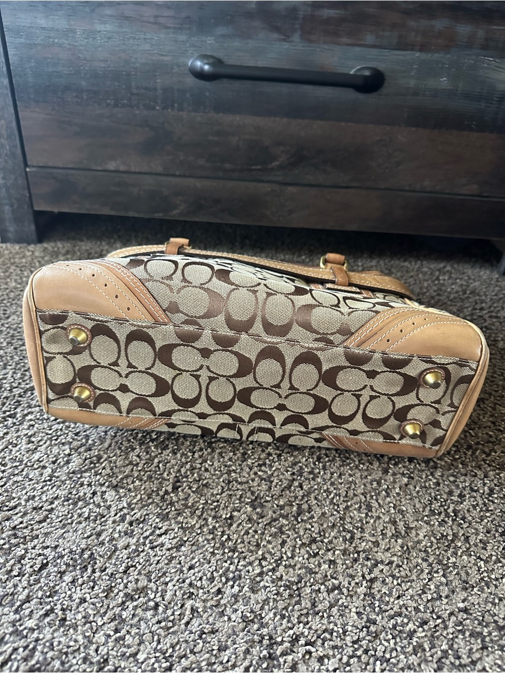 Coach Brown/Tan Signature Canvas Tote with Matching Wallet - Picture 6 of 16